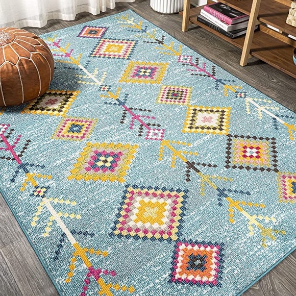 Jonathan Y Other - JONATHAN Y Tribal Love Geometric Light Blue/Multi 3' x 5 Area Rug